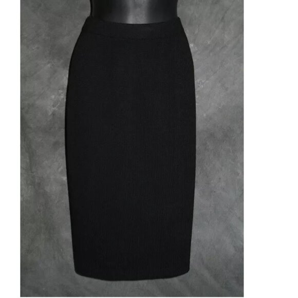 BEAUTIFUL St John collection knit yellow black jacket skirt suit size 8 10 - Picture 9 of 10